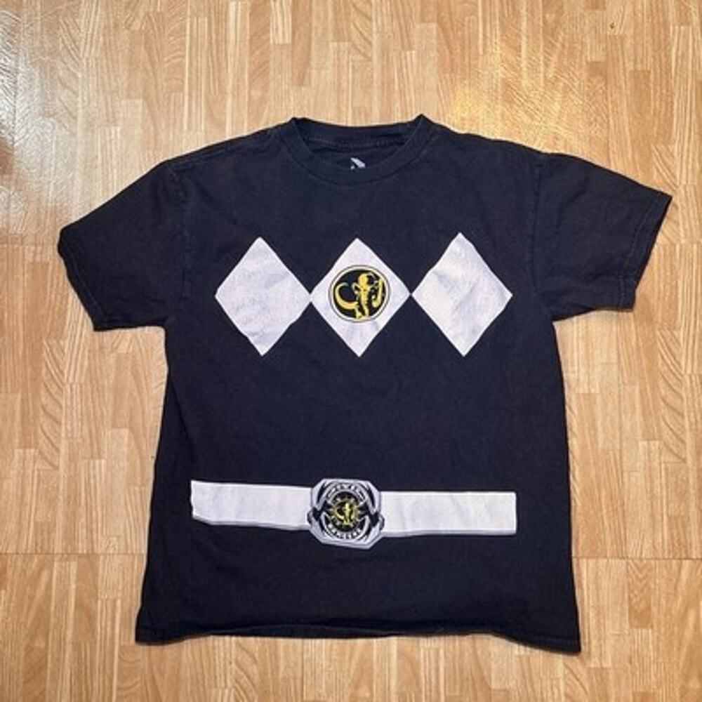 Power Rangers Black Ranger Youth T-Shirt Size S Costume Graphic Tee 18x20